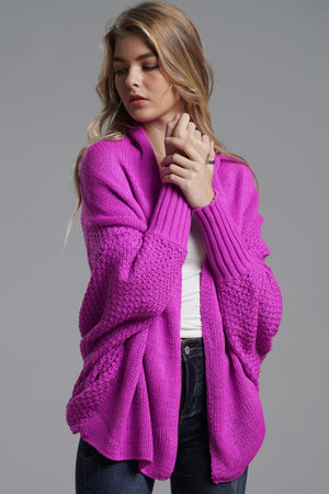 Women's Cardigan with Dolman Sleeves bright pink