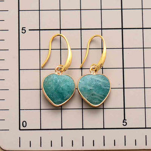 Natural Stone Heart Drop Earrings on a size chart