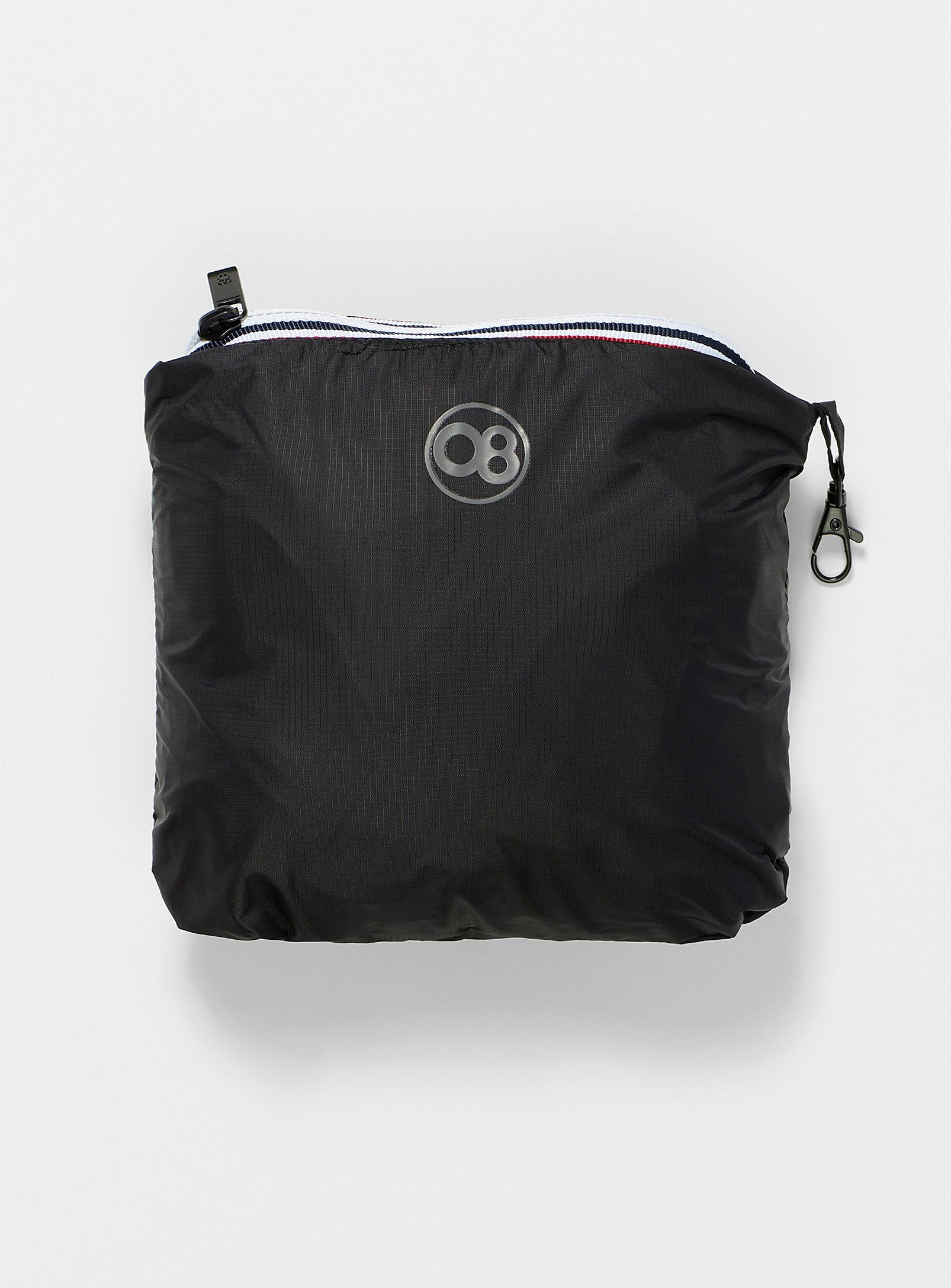 Picture of a Men's Quarter Zip Black Waterproof Rain Jacket storage bag in black
