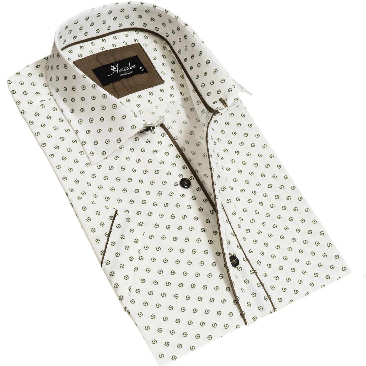 Picture of a Premium Men's Short Sleeve Button Up Shirt in Off White product only