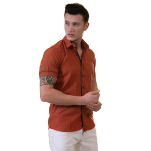 Picture of a Premium Men's Short Sleeve Button Up Shirt in Red side view