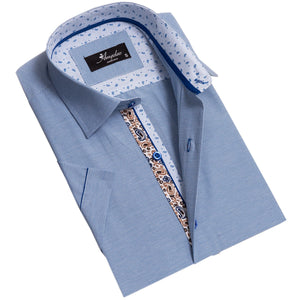 Picture of a Premium Men's Short Sleeve Button Up Shirt in Blue product only