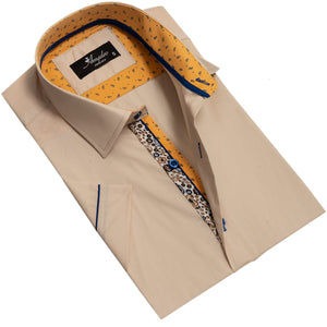 Picture of a Premium Men's Short Sleeve Button Up Shirt in Orange folded
