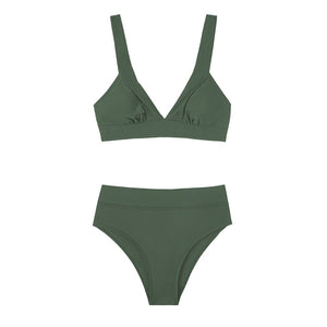 Women's High Waist Bikini Swimsuit green item only