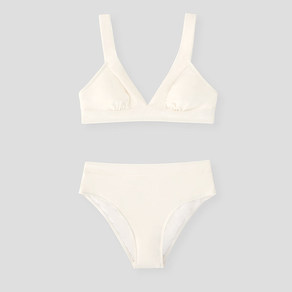 Women's High Waist Bikini Swimsuit white item only