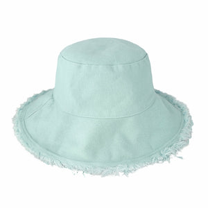 Plain Frayed Bucket Hat in bright blue
