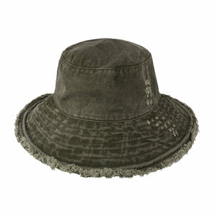 Plain Frayed Bucket Hat in charcoal