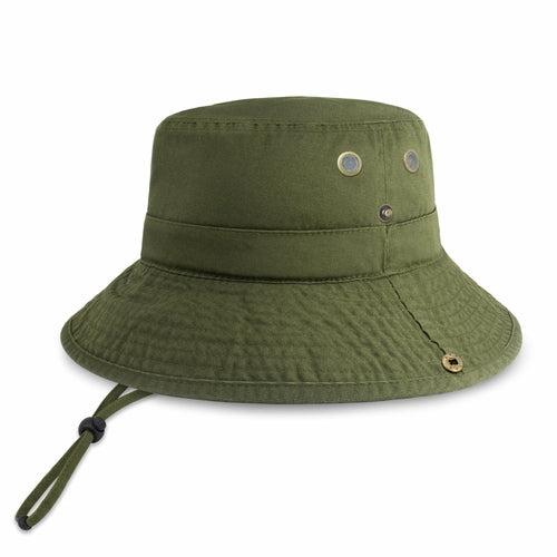 Cotton String Bucket Hat in olive green