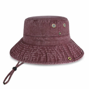 Cotton String Bucket Hat in maroon