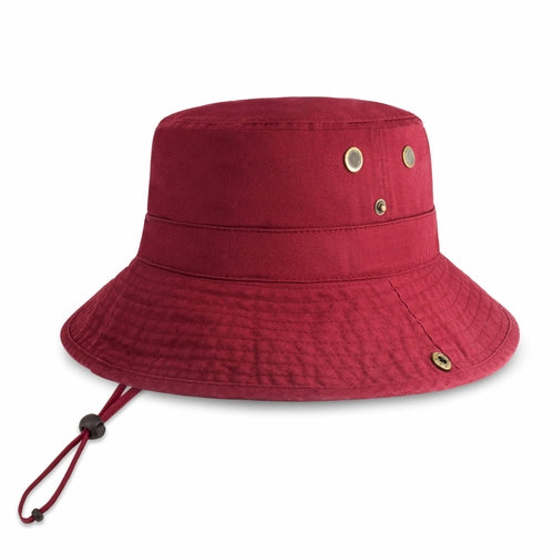 Cotton String Bucket Hat in dark red