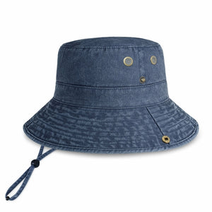 Cotton String Bucket Hat in denim blue