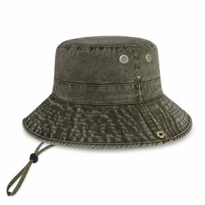 Cotton String Bucket Hat in charcoal grey