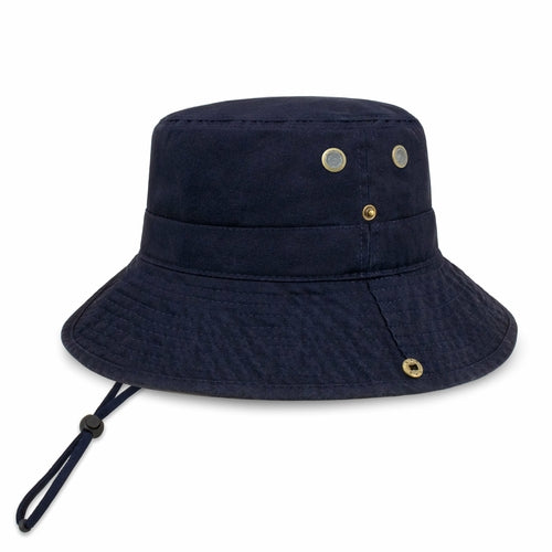 Cotton String Bucket Hat in navy blue