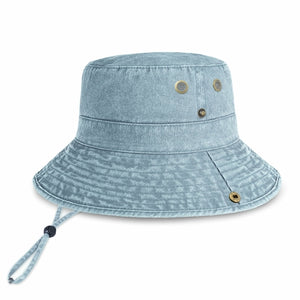 Cotton String Bucket Hat in denim blue