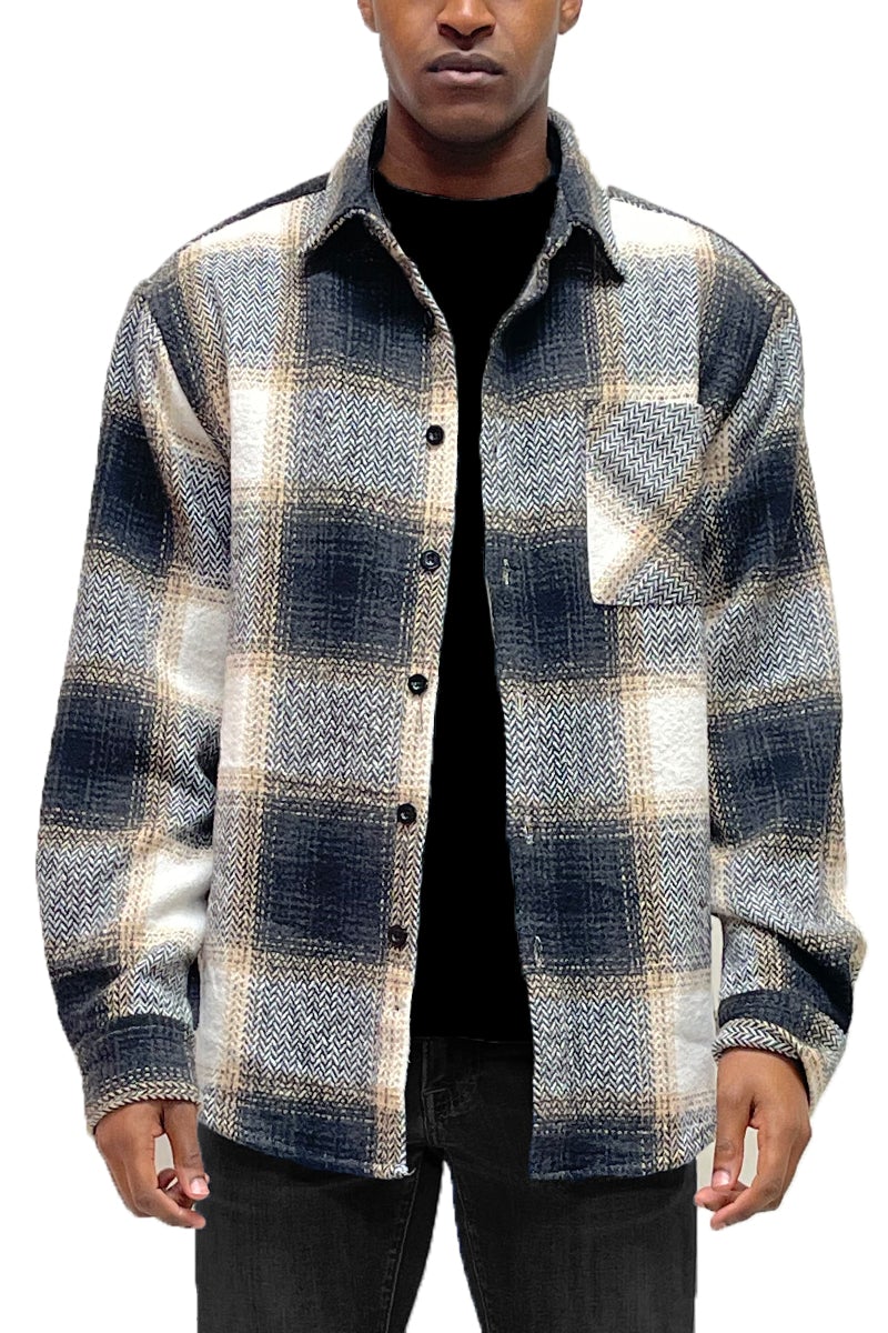 Picture of a Button Up Flannel Combo Jacket black