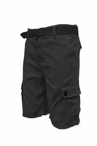 Picture of a Plain Cargo Shorts Belt Included black front view