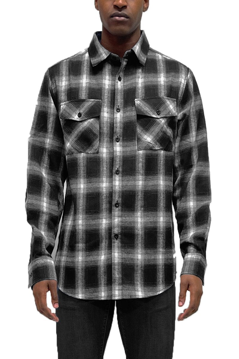 Picture of a Black Men's Flannel Shirt front