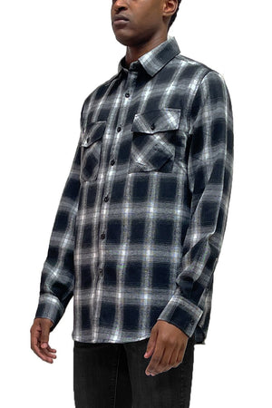 Picture of a Black Men's Flannel Shirt side view