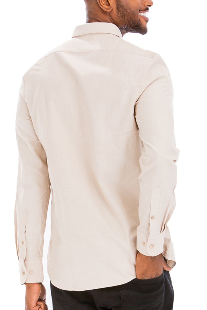 Men's Cream Button Up Dress Shirt L Men's Cream Button Up Dress Shirt L