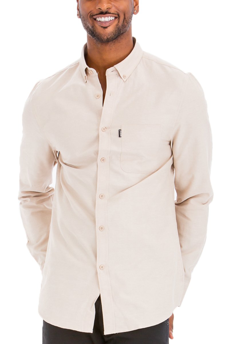 Men's Cream Button Up Dress Shirt L Men's Cream Button Up Dress Shirt L