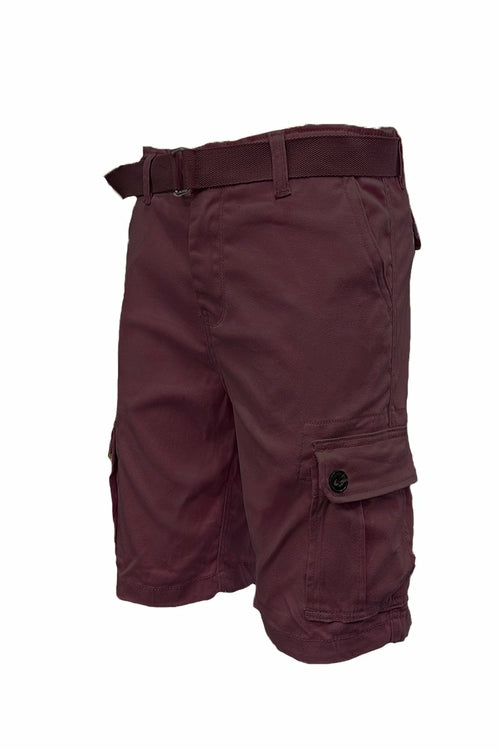 Picture of a Plain Cargo Shorts Belt Included red front view