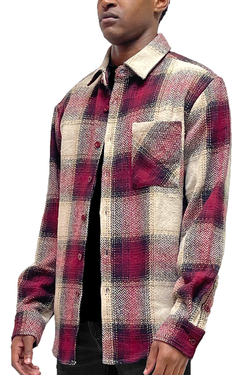 Picture of a Button Up Flannel Combo Jacket red