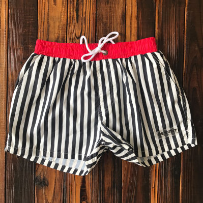 picture of a Men's Stripped Swimming Trunks and Shorts red