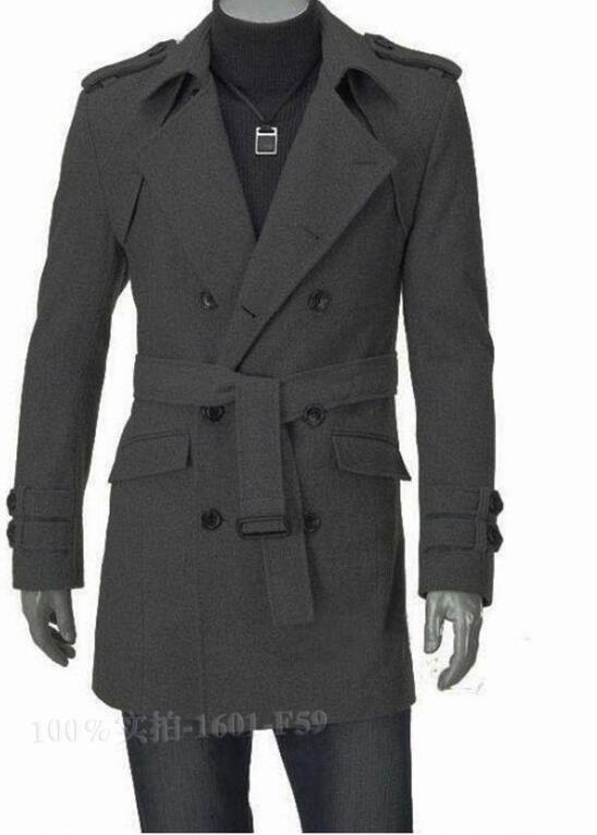 Men's Cotton Double Breasted Trench Coat grey