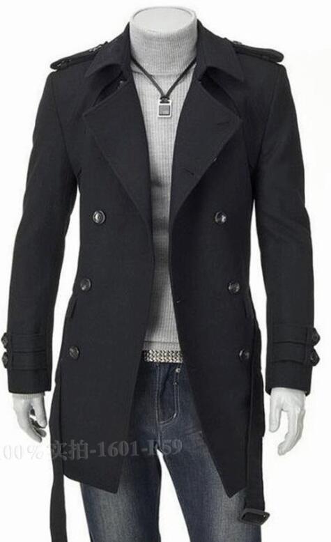 Men's Cotton Double Breasted Trench Coat dark grey