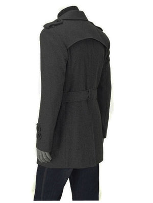 Men's Cotton Double Breasted Trench Coat side view in grey