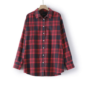 Women's Button Up Cotton Flannel Shirt in red