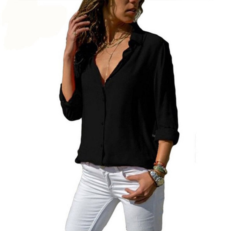 Women's Oversized Button Down Shirt in black