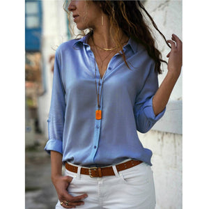 Women's Oversized Button Down Shirt in blue