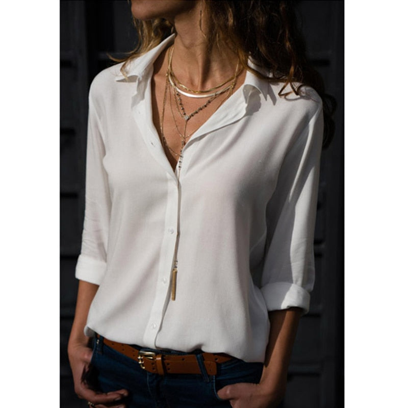 Women's Oversized Button Down Shirt in white