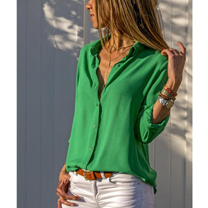 Women's Oversized Button Down Shirt in green
