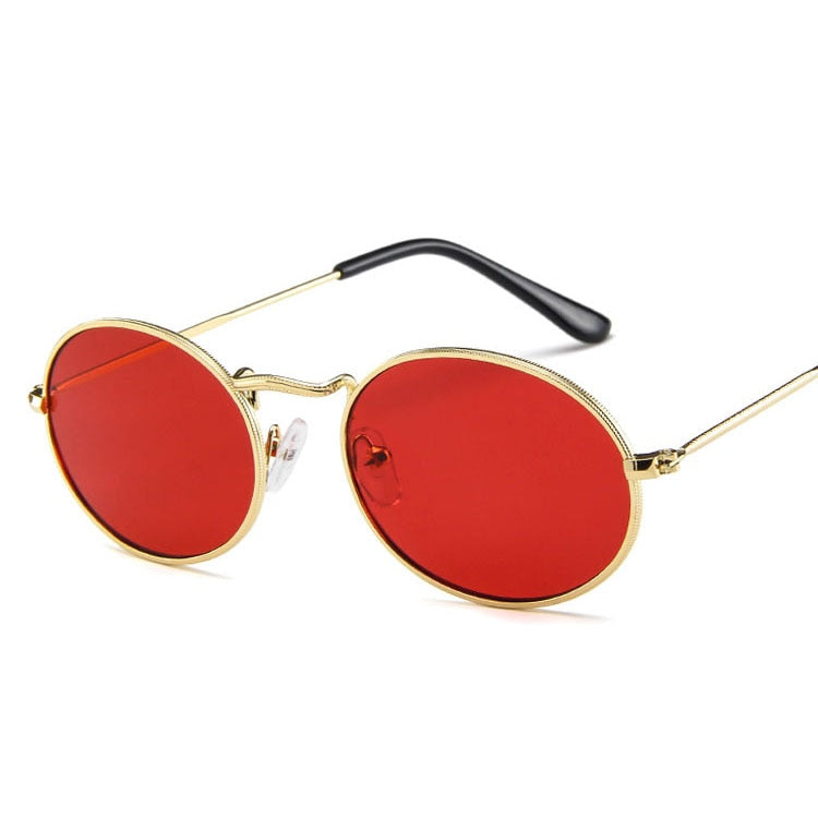 Women's Metal Round Sunglasses red