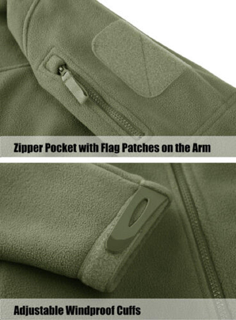 zipper pocket with flag pouches on arms and cuffs