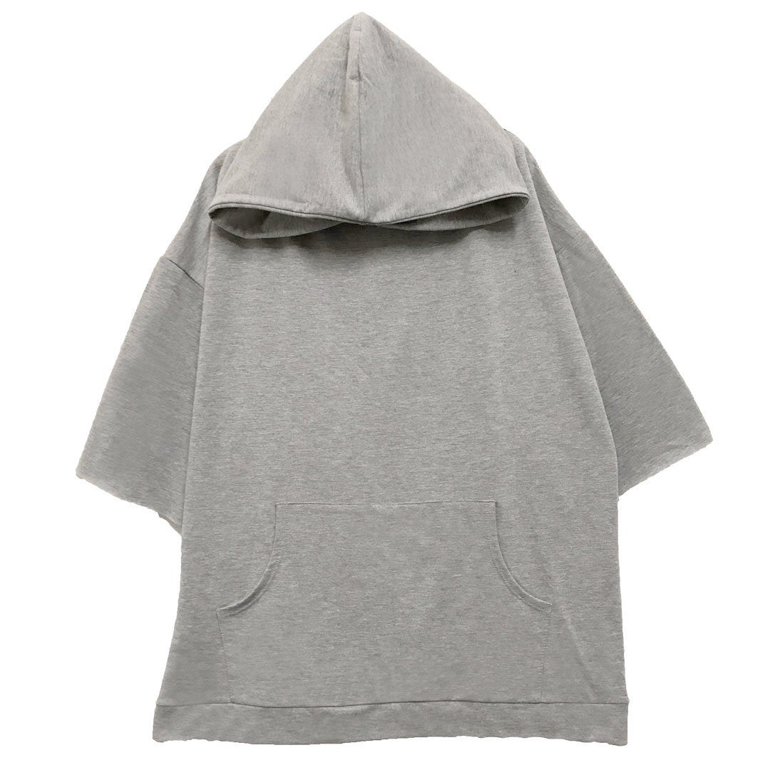 Grey Baggy Short Sleeve Hoodie product only front view no model