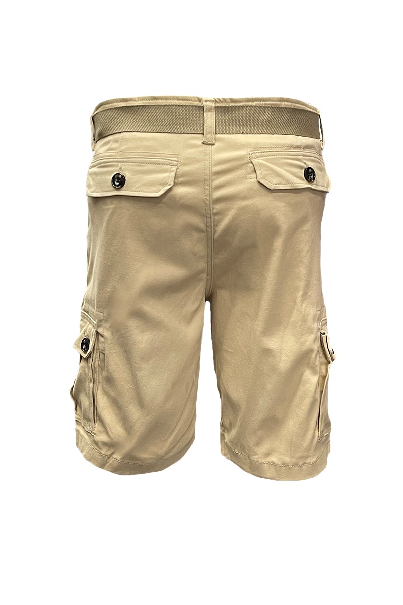 Picture of a Plain Cargo Shorts Belt Included khaki back