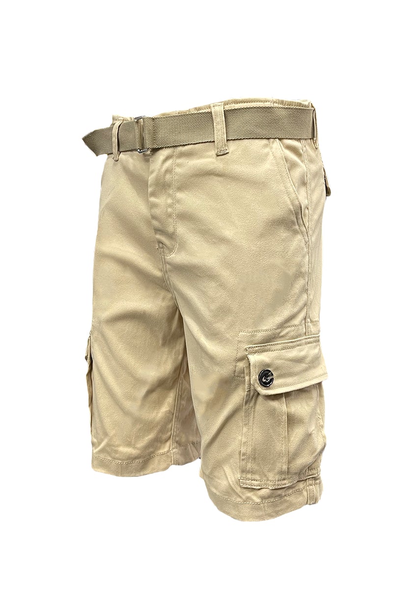 Picture of a Plain Cargo Shorts Belt Included in khaki