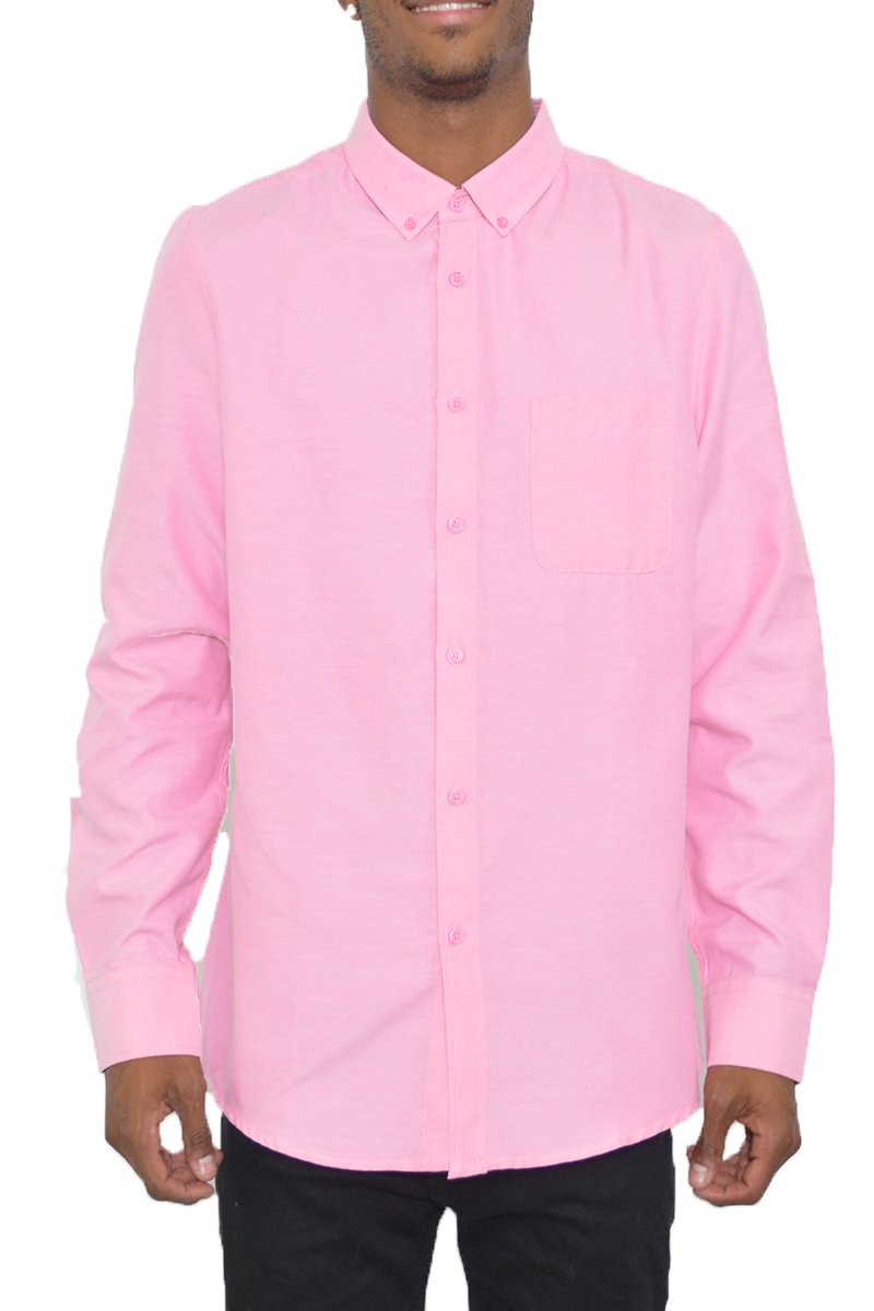 Picture of a Men's Pink Long Sleeve Button Down Shirt
