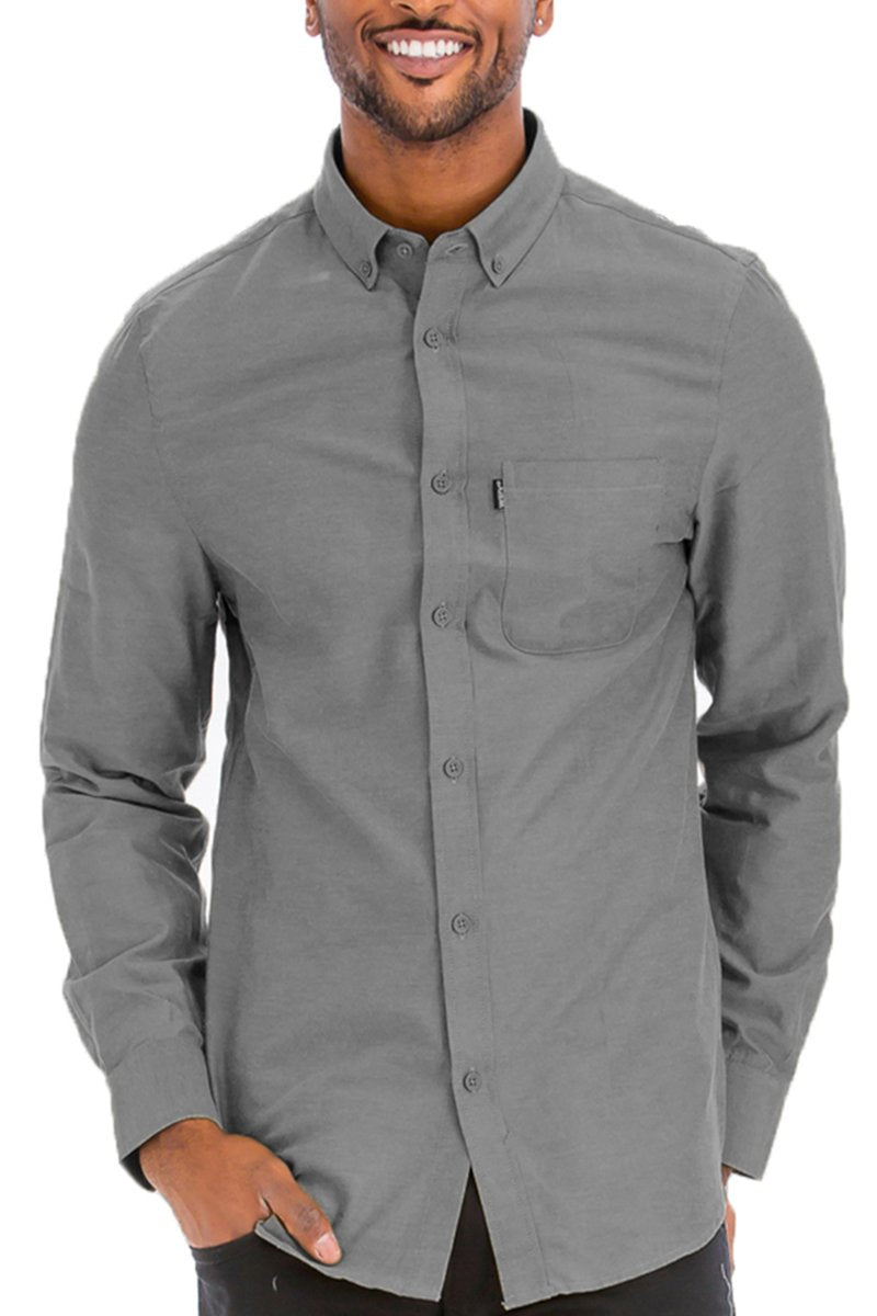 Picture of a Men's Grey Button Up Dress Shirt front