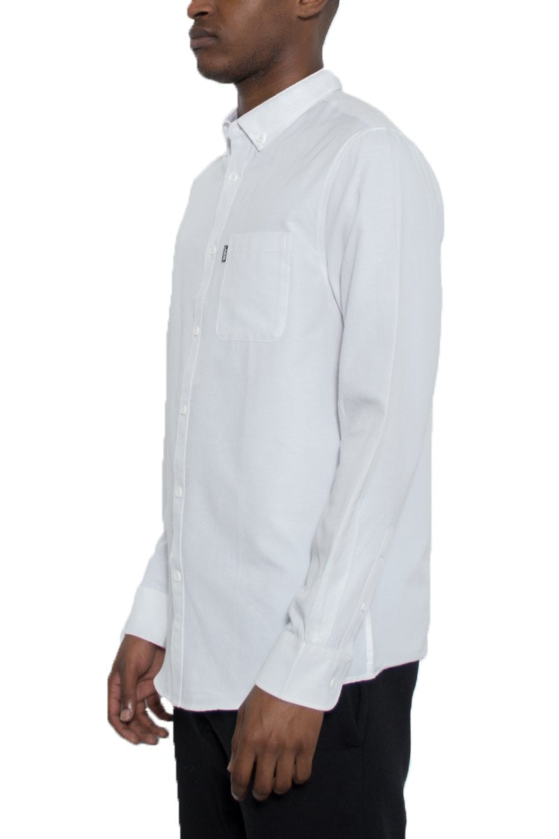 Picture of a Men's White Long Sleeve Button Down Shirt