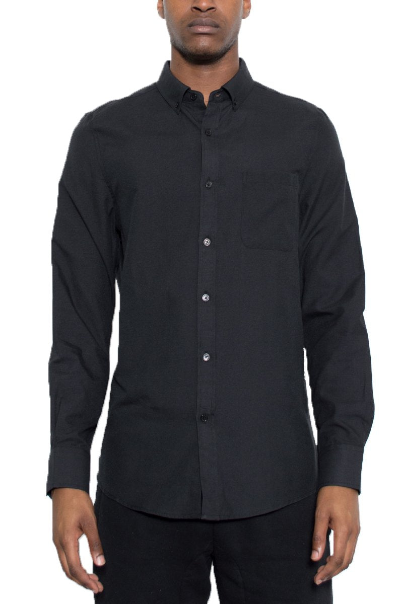 Picture of a Men's Black Long Sleeve Button Down Shirt