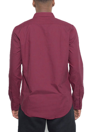 Picture of a Men's Maroon Long Sleeve Button Down Shirt