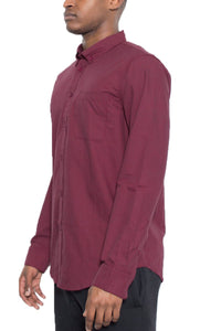 Picture of a Men's Maroon Long Sleeve Button Down Shirt