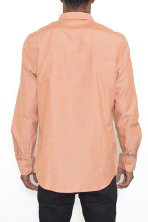 Picture of a Men's Peach Long Sleeve Button Down Shirt