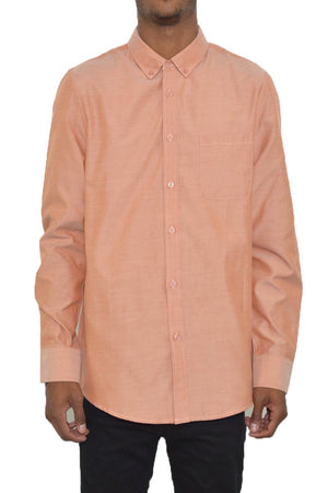 Picture of a Men's Peach Long Sleeve Button Down Shirt