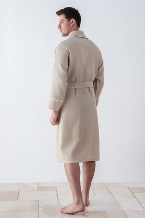 Picture of a Men's Luxury Waffle Knit Robe in white back view