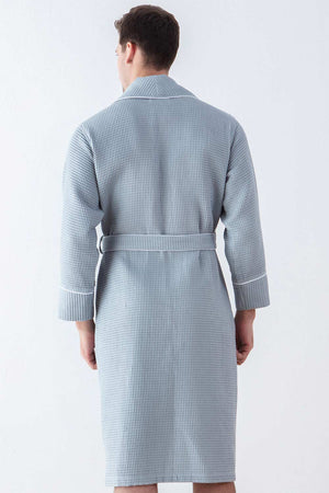 Picture of a Men's Luxury Waffle Knit Robe blue back